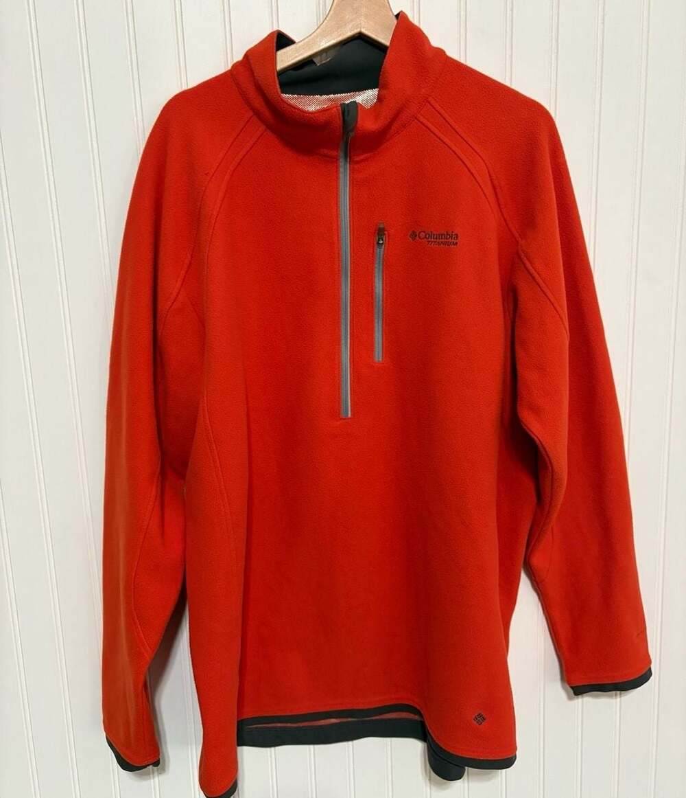 Columbia Titanium Omni-Heat 1/2 Zip Fleece Pullover Orange Men's XXL